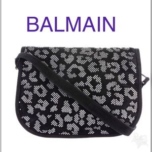 Balmain Swarovski crystal suede bag
